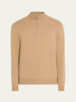 Loro Piana Men's Mezzocollo Baby Cashmere Quarter-zip Sweater In E0bz Golden Wheat Me