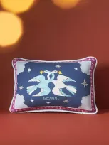 Lou Benesch Stargazer Cotton Embroidered Mini Zodiac Cushion In Multi