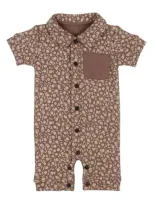 L'ovedbaby Babies' Organic Cotton Romper In Latte Floral