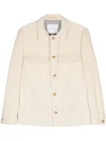 Luigi Bianchi Jacket With Logo In Neutrals