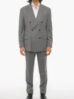 Luigi Bianchi Side Vents Peak Lapel Double Breasted Suit In Gray