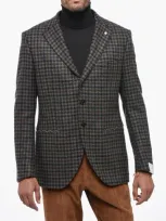 Luigi Bianchi Virgin Wool And Cashemere Check 3-buttons Blazer In Multi