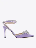 Mach & Mach 95 Double Bow Satin Pumps In Purple