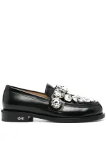 Mach & Mach Crystal-embellished Loafers In Black