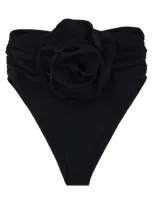 Magda Butrym High-waisted Bikini Slip With Flower Clip In Black