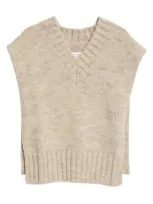 Maison Margiela Alpaca, Cotton & Wool Sweater Vest In Light Brown