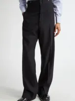 Maison Margiela High Waist Wool Trousers In Black