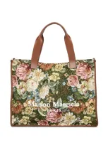 Maison Margiela Large Floral-print Tote Bag In 绿色