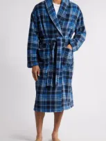 Majestic International Nor'easter Plaid Fleece Robe In Blue Plaid