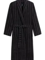 Majestic International Out Of Office Stripe Terry Velour Robe In Black Stripe