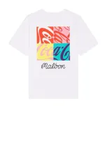 Malbon Golf X Coca Cola Spencerian Block Tee In White