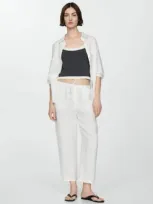 Mango Pantalon In White