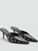 Mango Slingback Shoes With Metallic Detail Black In Noir