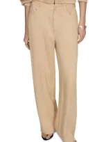 Mango Flowy Straight Leg Pants In Beige