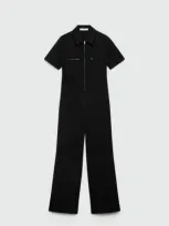 Mango Long Chest-pocket Jumpsuit Black