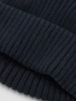 Mango Man Ribbed Knitted Cotton Hat Dark Navy