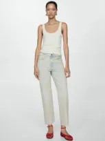 Mango Blanca Straight-fit Cropped Jeans Light Blue