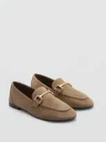 Mango Suede Leather Loafers Light/pastel Brown In Light,pastel Brown