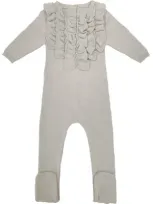 Maniere Babies' Manière Ruffle Footie In Cream