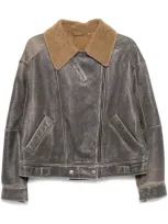 Manokhi Shearling-collar Leather Jacket In Black