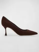 Manolo Blahnik Gala Suede Stiletto Pumps In Brown/black