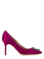 Manolo Blahnik Fuchsia Satin Hangisi Pumps In Pink