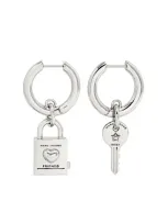 Marc Jacobs Friendship Padlock Hoop Earrings In Silver