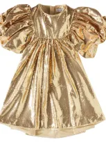 Marc Jacobs Kids' Ruffled Sequined Dress In Gold