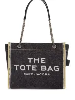 Marc Jacobs The Denim Chain Medium Tote Bag In Black