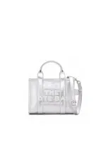 Marc Jacobs The Metallic Leather Crossbody Tote Bag Silver In 039