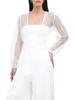 Marcella Verona Sheer Mesh Wrap Bolero In Off White