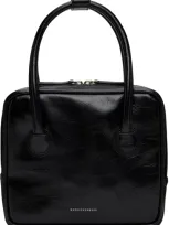 Marge Sherwood Black Piping Slim Tote In Black Crinkle