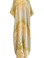 Marie France Van Damme Metallic Broken Lines Metallic Silk-blend Caftan In Gold