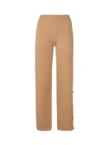 Mariuccia Milano Knitted Trousers With Decorative Gold Buttons In Brown