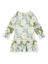 Marlo Kids' Floral-embroidered Dress In Green