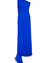 Marmar Halim Single-shoulder Pleated Sash Dress In Blue