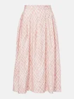 Marni Landscapes Cotton Poplin Midi Skirt In Pink