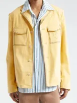 Marni Contrast Stitch Denim Jacket In Light/yellow