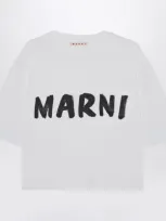 Marni Cropped T-shirt With Logo Print In White