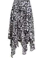 Marni Floral-print Handkerchief-hem Midi Skirt In Black