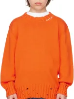 Marni Kids Orange Embroidered Sweater In 0m429