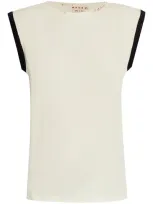 Marni Logo-embroidered T-shirt In Beige