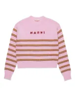 Marni Kids' Logo-intarsia Striped Jumper In Pink