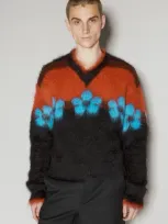 Marni Mohair Flower Sweater In Black