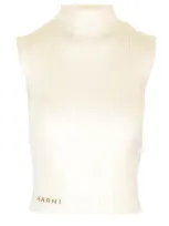 Marni Turtleneck Sleeveless Knit Top In White