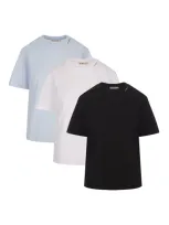 Marni Set Of 3 T-shirts In Black/white/blue In Multicolour