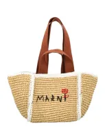 Marni Sillo Small Shopper In Natural/white/rust