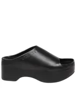 Marni Smooth Calfskin Slippers In Black