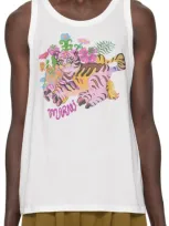 Marni White Printed Tank Top In Ffw01 Lily White