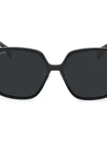 Max Mara 59mm Round Sunglasses In Shiny Black/smoke